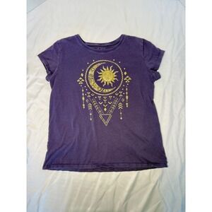 Girls Purple Sun & Moon Graphic T Shirt Size XL (14) Kids